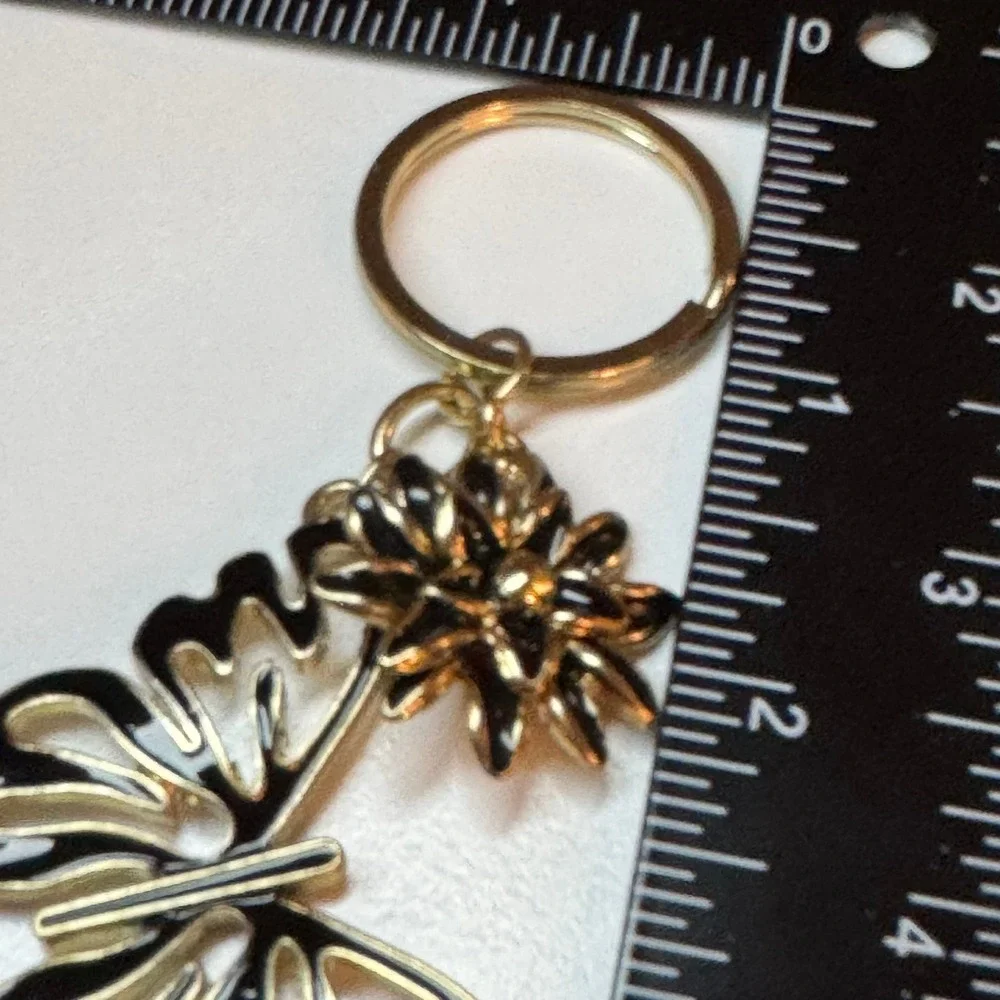 Butterfly Keychain Gold Tone Flower‎ Charm Purse Bag Accessory